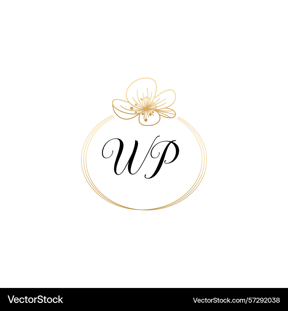 Botanical monogram logos with initial wp Vector Image