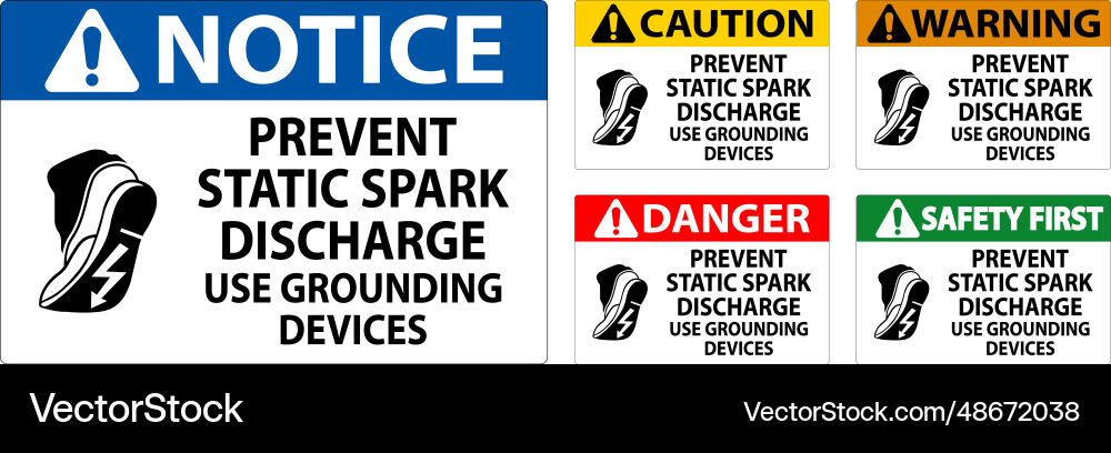 Caution sign prevent static spark discharge use Caution sign prevent static spark discharge use vector image