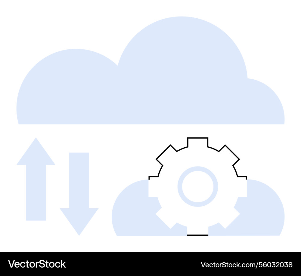 Cloud computing with data transfer and gear Cloud computing with data transfer and gear Vector Image