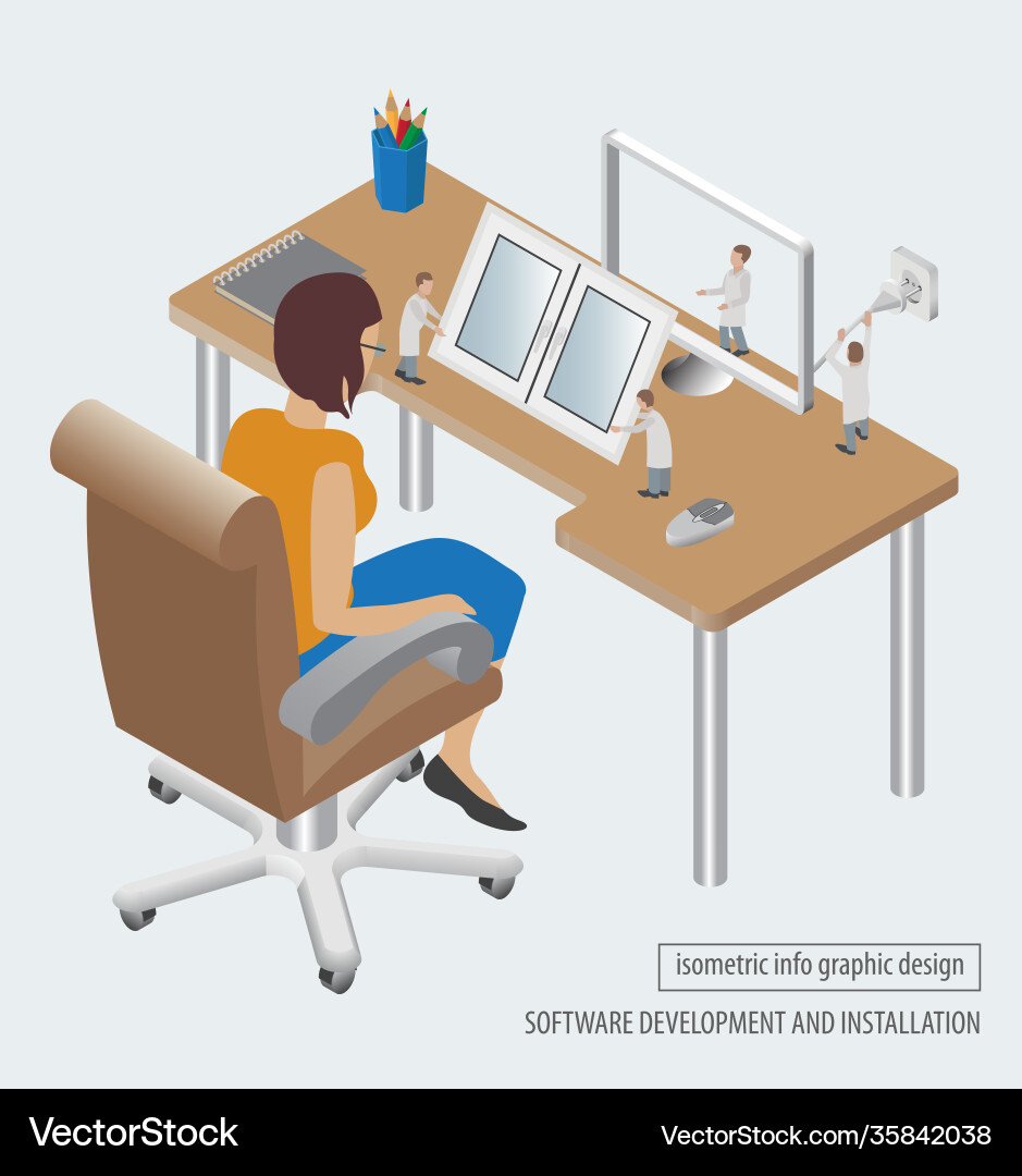 Computer technology isometric collection software Computer technology isometric collection software Vector Image