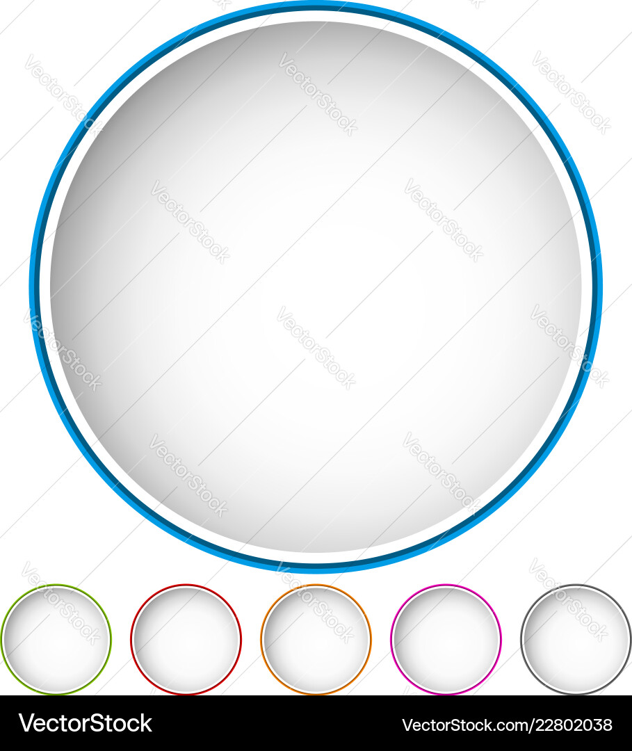 Empty button icon background in 6 colors Vector Image