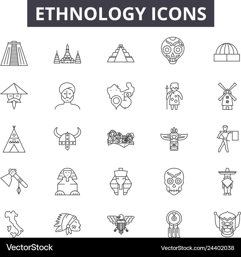 Ethnology line icons for web and mobile design Ethnology line icons for web and mobile design vector image