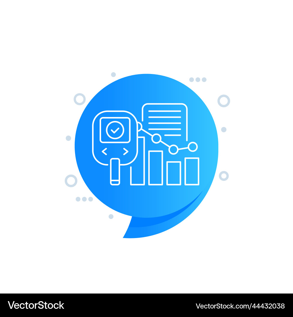 Glucose monitoring line icon with a glucometer Vector Image