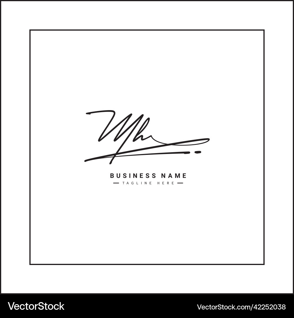 MH Initial Signature Logo - Elegant Script vector image