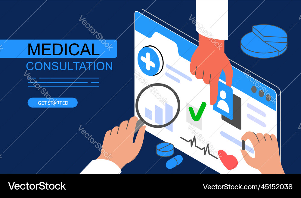 Mobile health isometric design use for web page Mobile health isometric design use for web page Vector Image