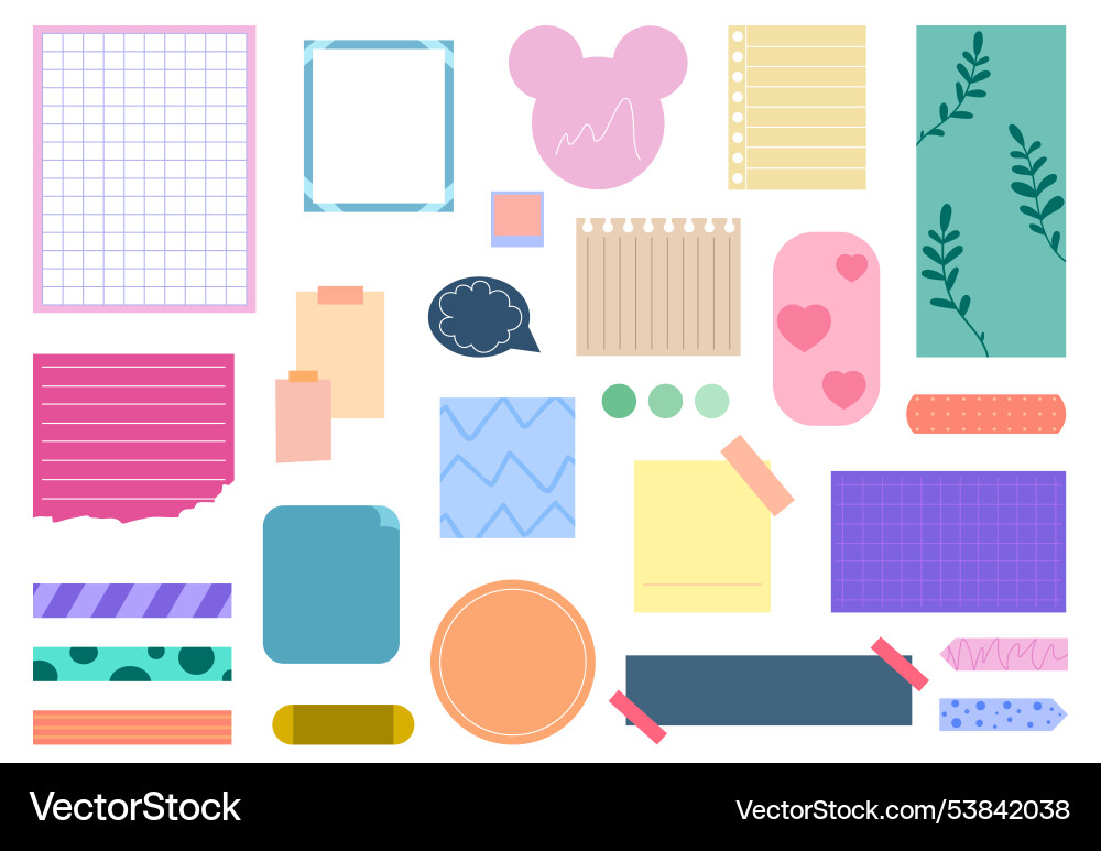 Paper notes set to do lists and memo planner Paper notes set to do lists and memo planner Vector Image