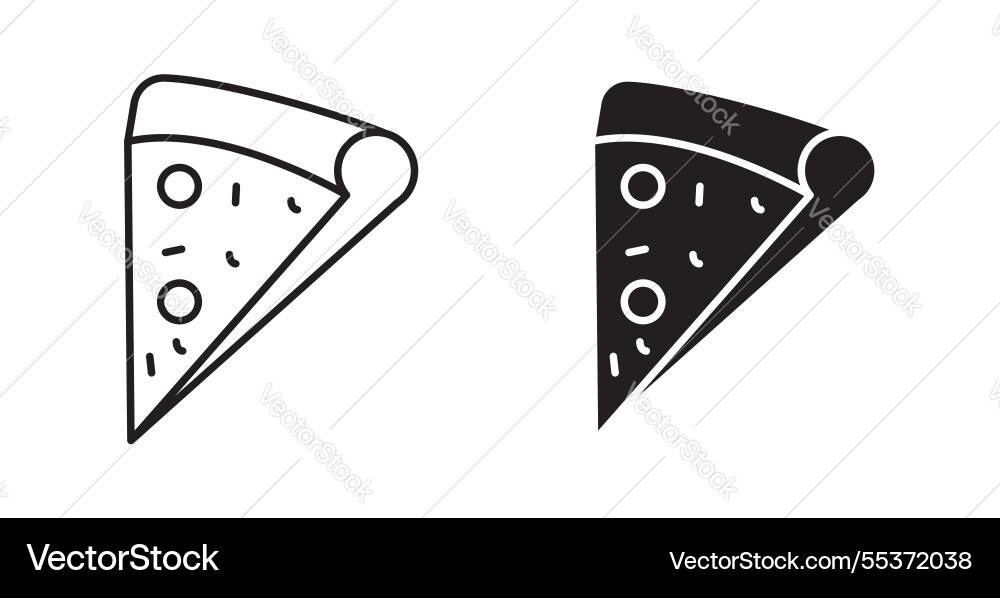Pizza slice icon set in thin line for web Pizza slice icon set in thin line for web Vector Image