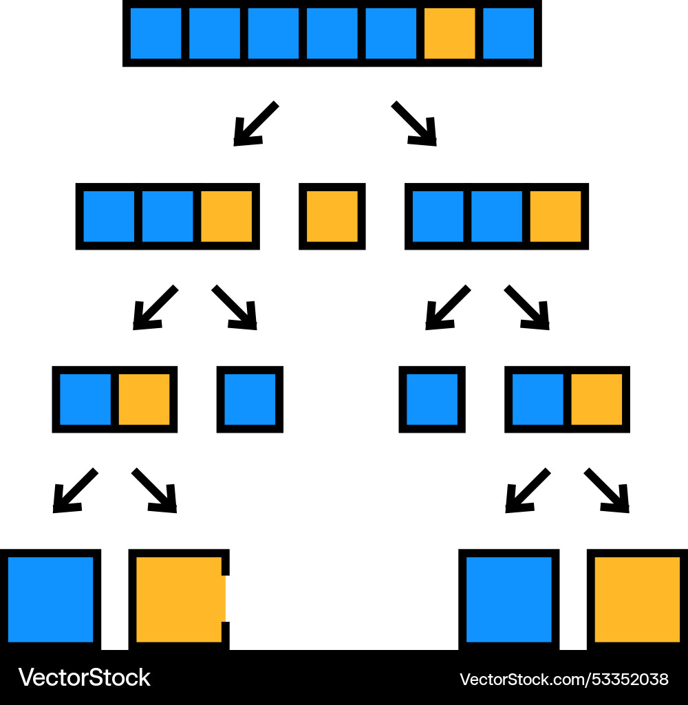 Quicksort Algorithmus Icon Farbe Quicksort Algorithmus Icon Farbe vektorbild