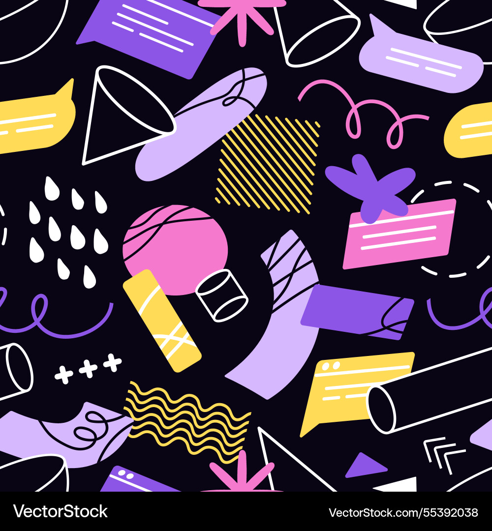 Repeatable pattern of different doodles speech Repeatable pattern of different doodles speech vector image