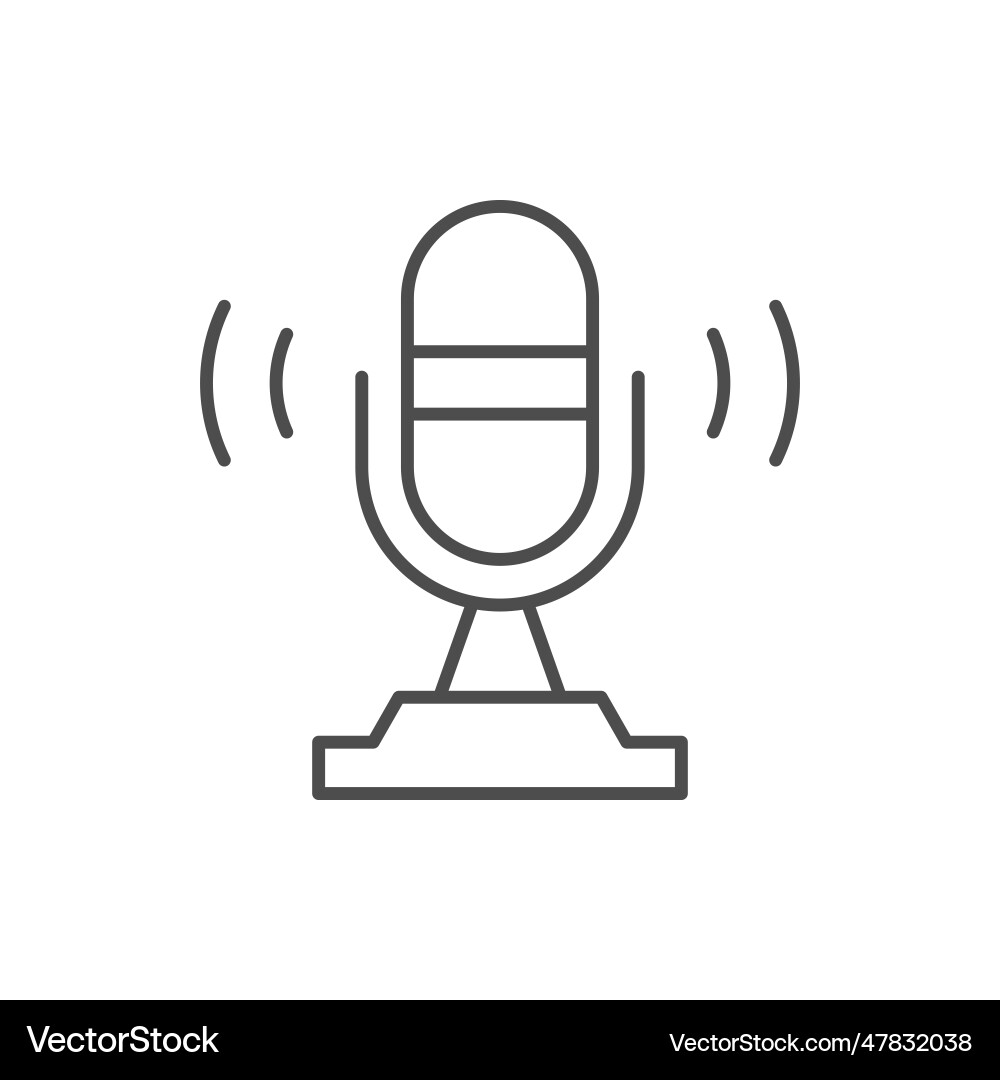 Retro microphone line outline icon vector image