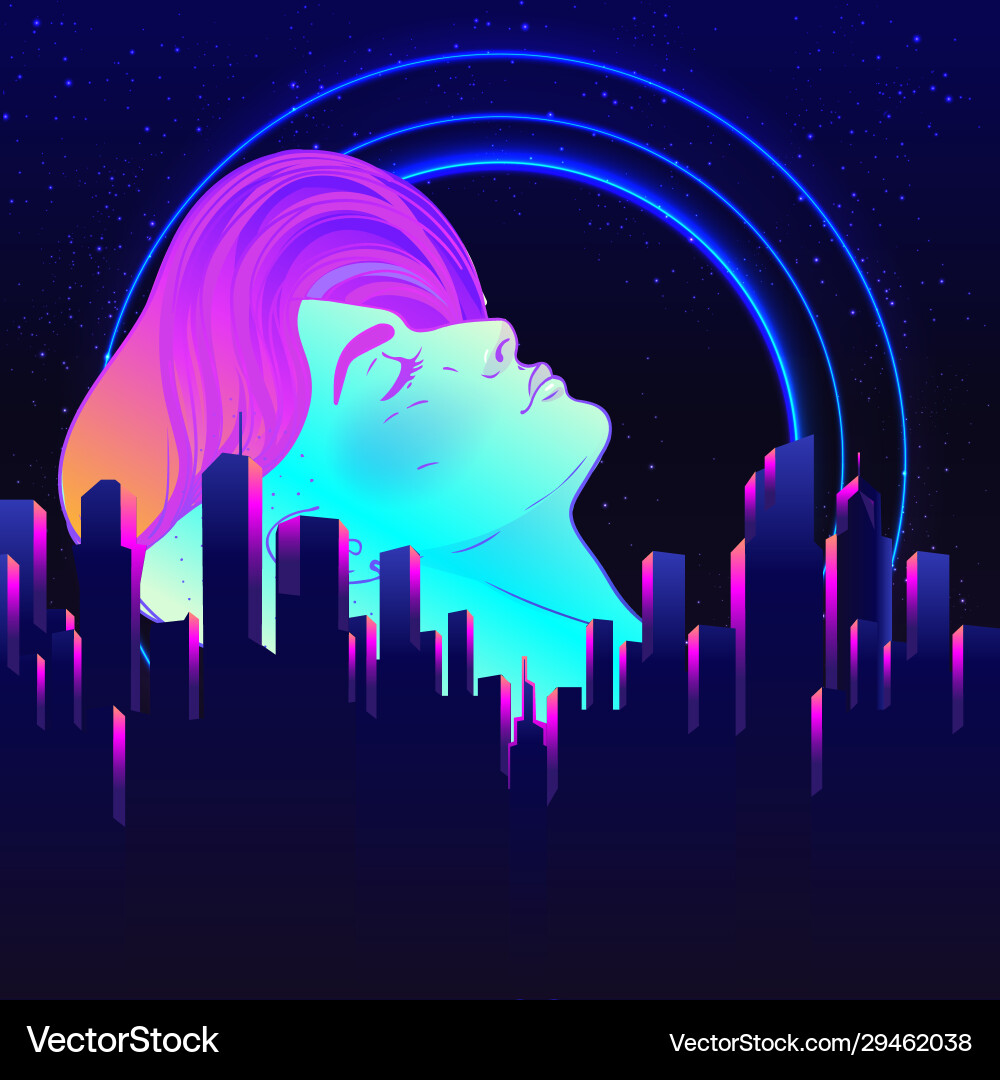 Retro Synthwave Portrait Vector Image
