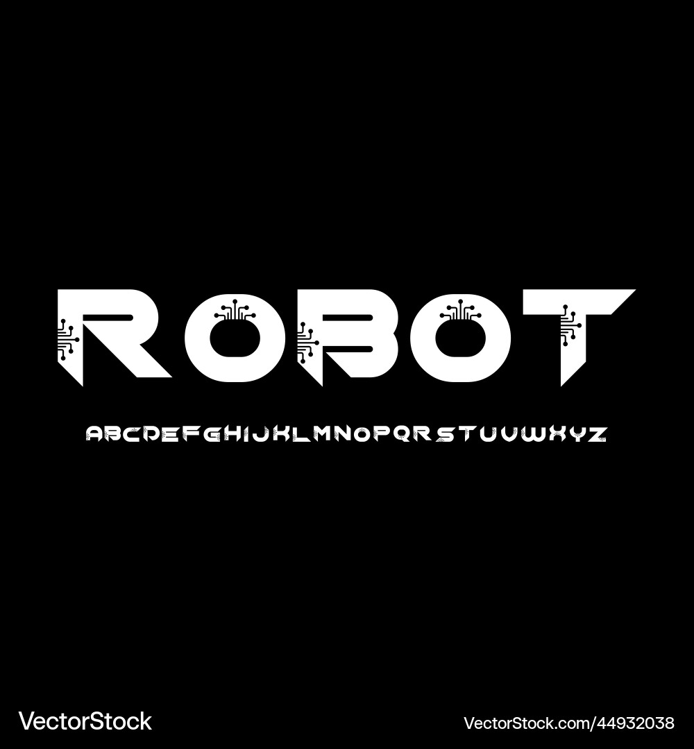 Robot Letter Font - Modern Typography vector image