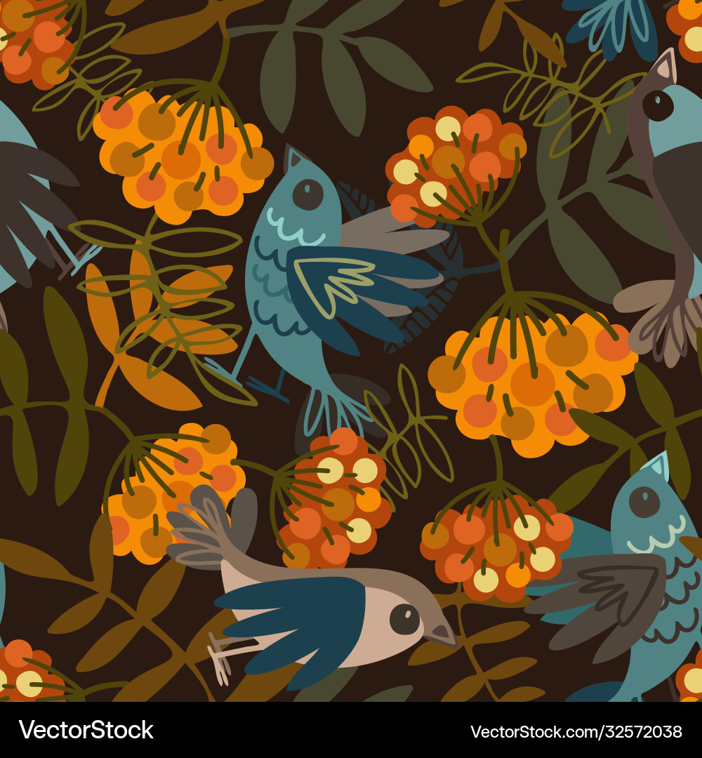 Seamless pattern colorful design rowan vector image