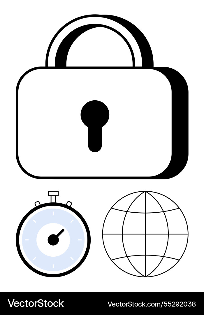 Secure access with time management for global Secure access with time management for global vector image