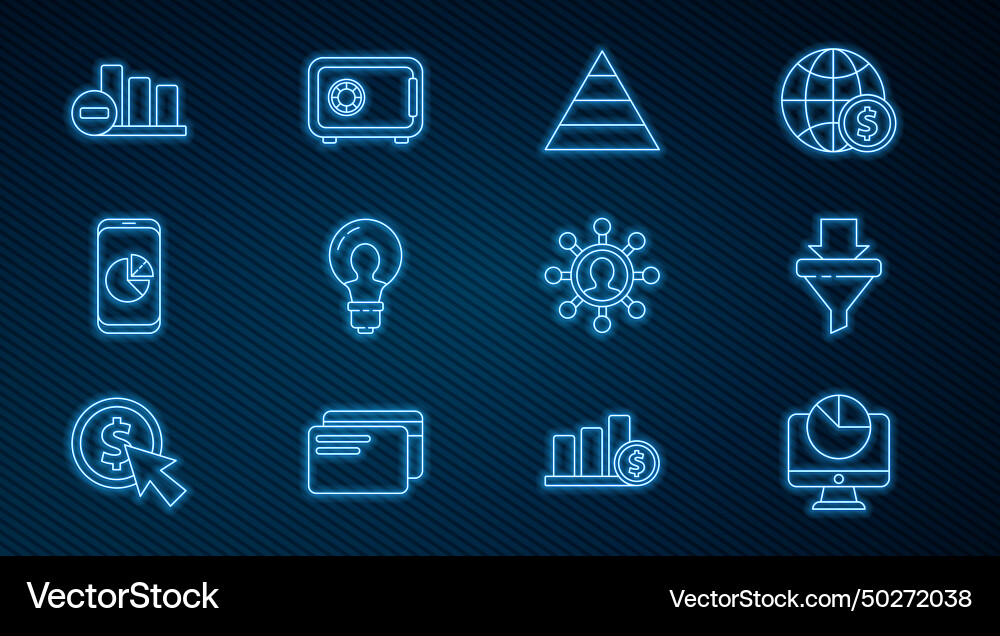 Set line computer monitor with graph chart sales Set line computer monitor with graph chart sales vector image