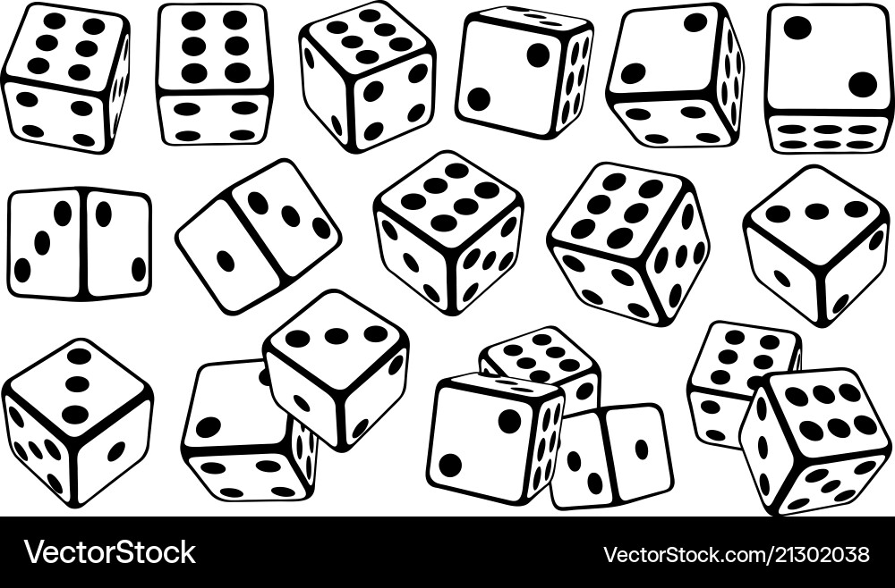 Set of dice in different positions Royalty Free Vector Image