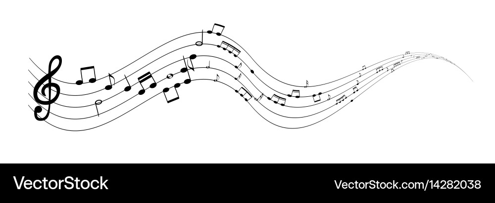 Set of musical notes on five-line clock notation vector image