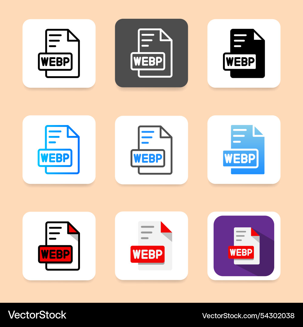Set webp format document icon can be used Set webp format document icon can be used vector image