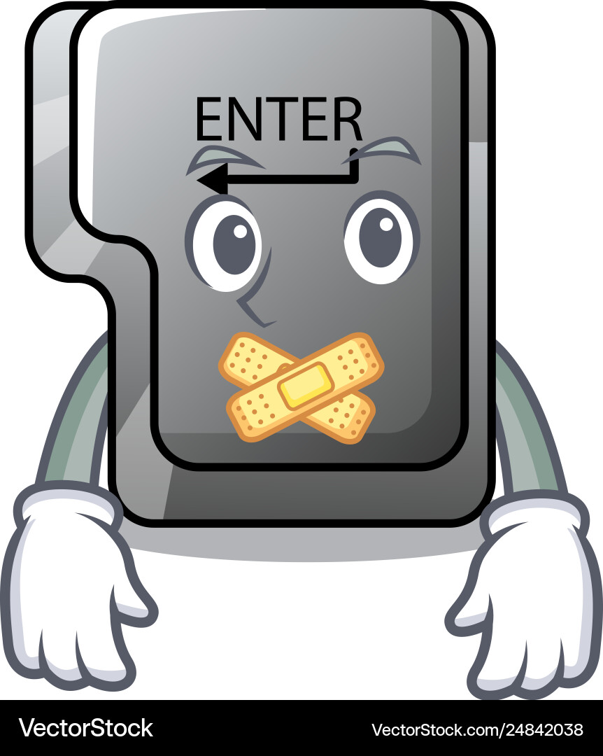 Silent enter button installed on computer cartoon Silent enter button installed on computer cartoon Vector Image