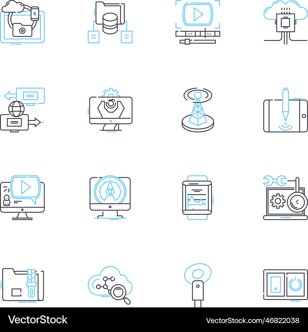 Touch screens linear icons set interactivity Touch screens linear icons set interactivity vector image