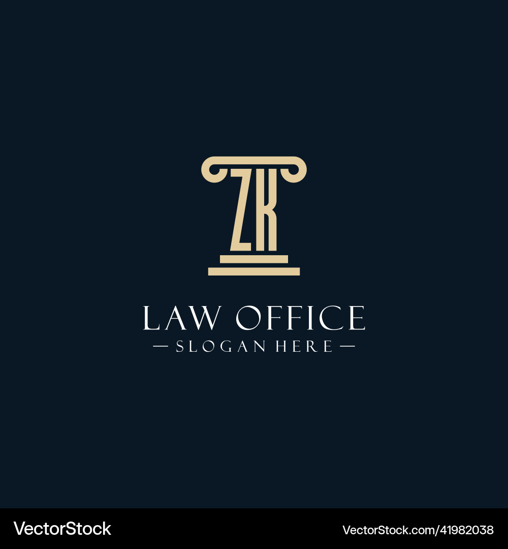 Zk initial monogram logos with pillar shapes style Vector Image