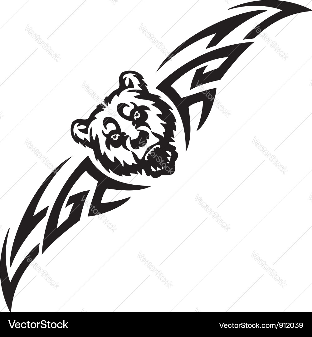 Bear and symmetric tribals vector image