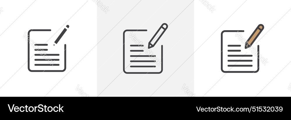 Bearbeiten Sie Icon-Set Dokument Schaltfläche Zeichnen Notizblock Vektorbild