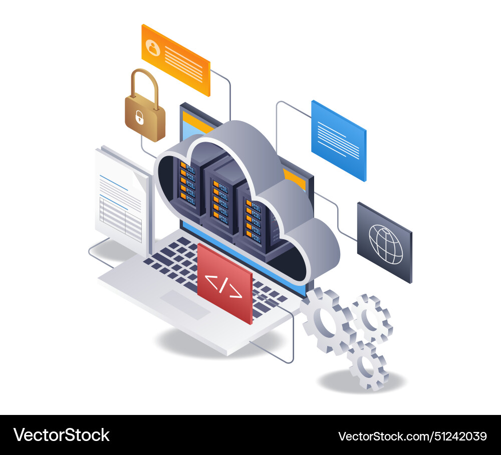 Big data technology cloud server Big data technology cloud server vector image