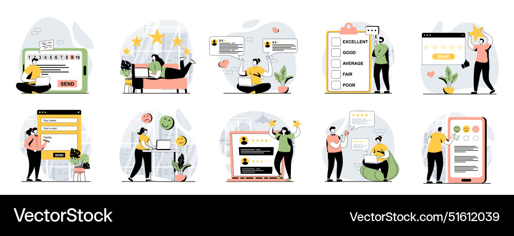 Customer Feedback & Reviews Set Royalty Free Vector