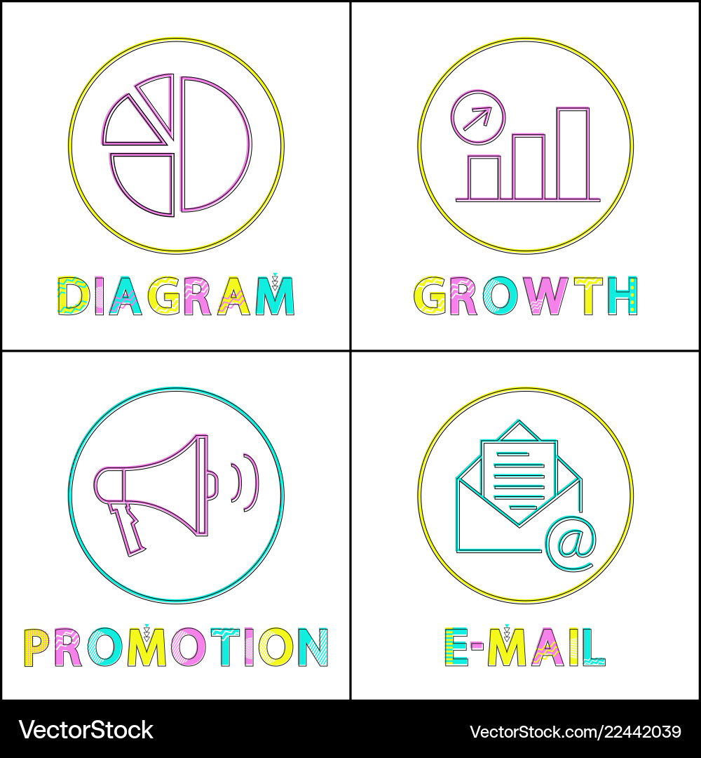 Digital round linear icons templates for web site Digital round linear icons templates for web site vector image