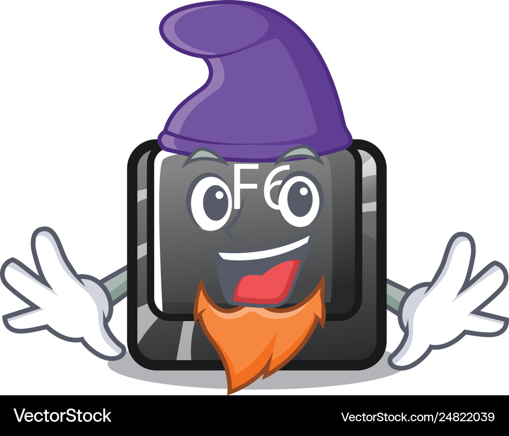 Elf longest f6 button on cartoon computer Elf longest f6 button on cartoon computer Vector Image