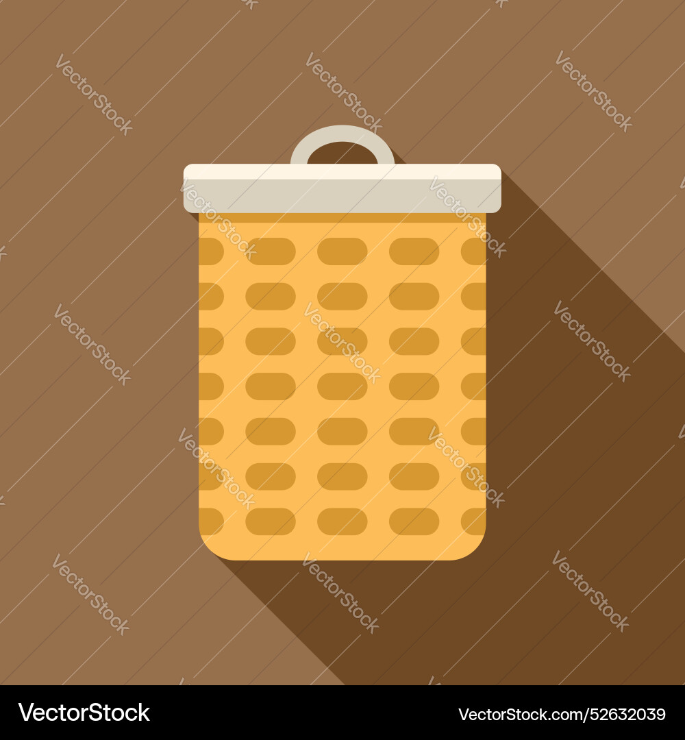 Empty wicker basket with handle standing on brown Empty wicker basket with handle standing on brown vector image