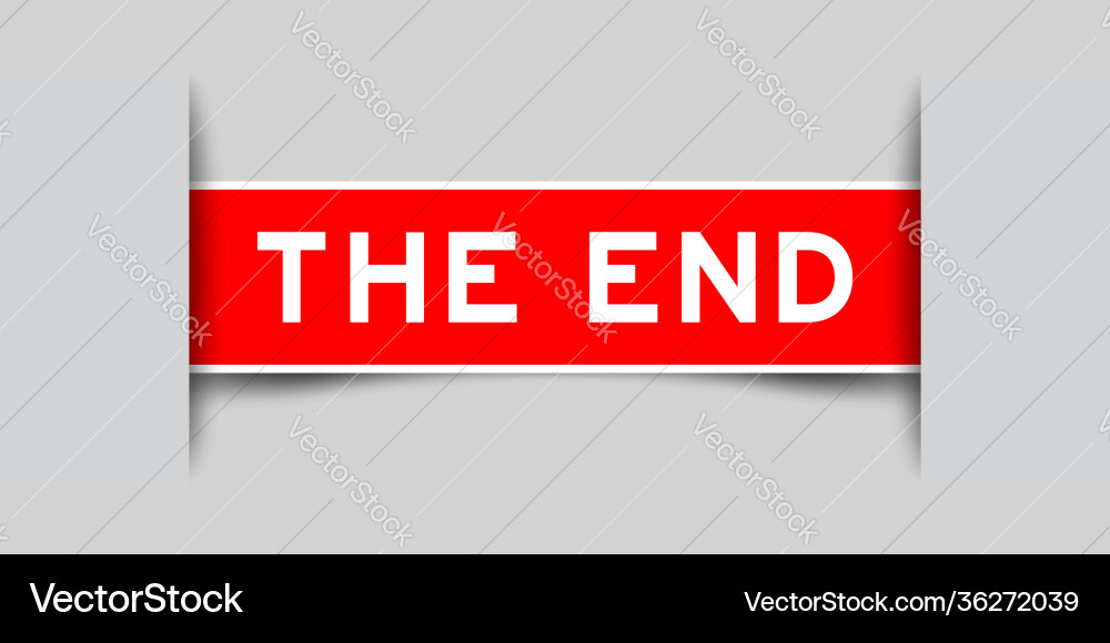 Label sticker red color in word end Label sticker red color in word end Vector Image