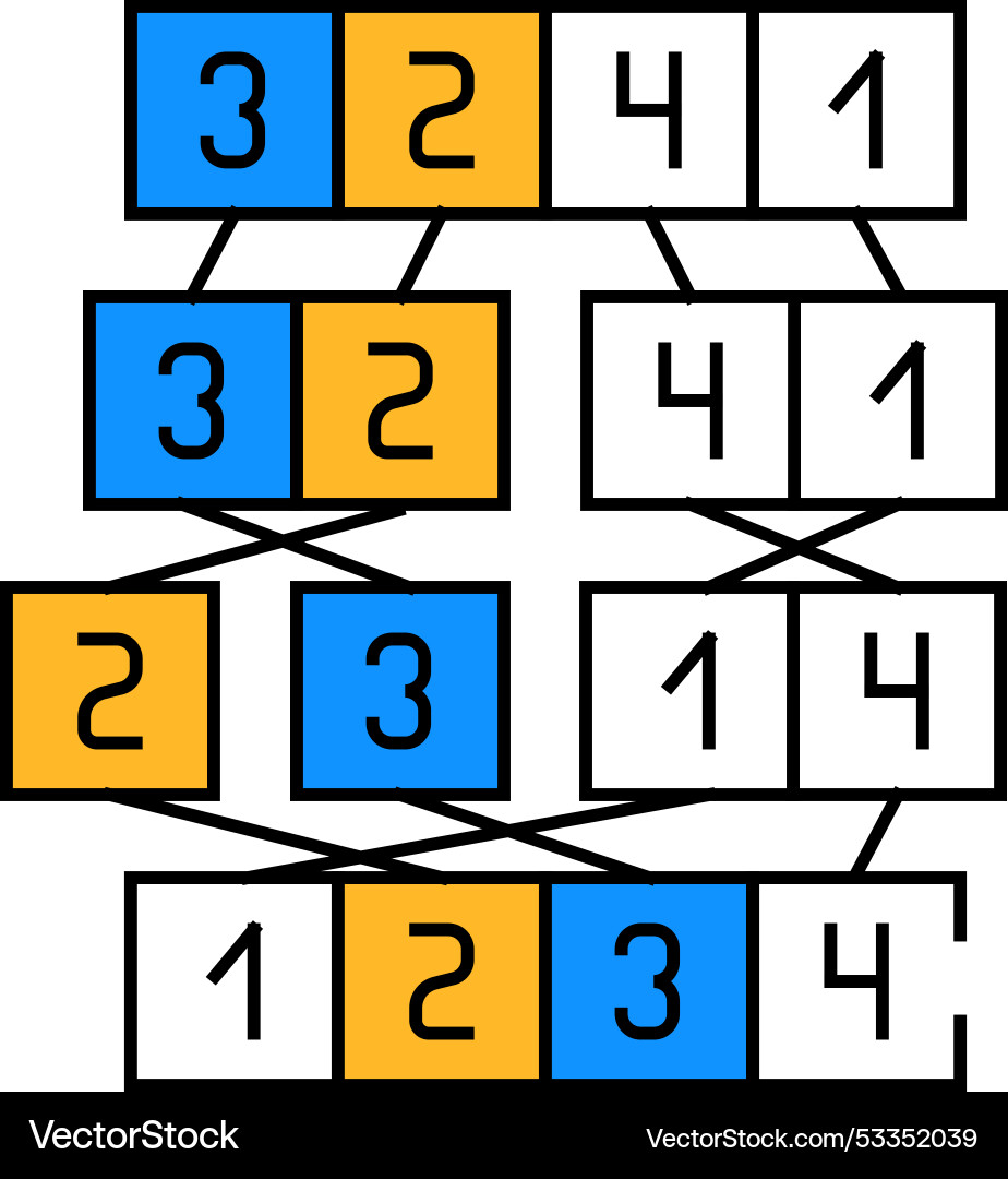 Mergesort-Algorithmus-Symbolfarbe Mergesort-Algorithmus-Symbolfarbe Vektorbild