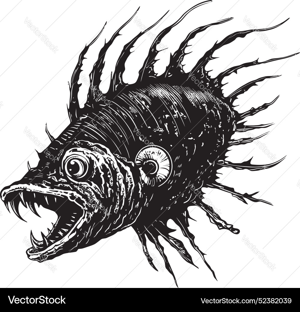 Nefarious navigator angular creature fish logo Nefarious navigator angular creature fish logo Vector Image