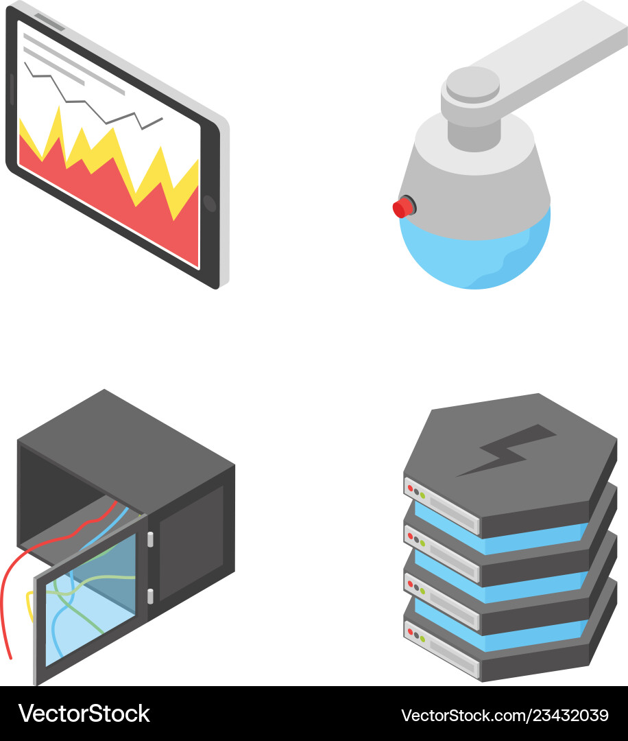 Pack of network and connection devices icons vector image