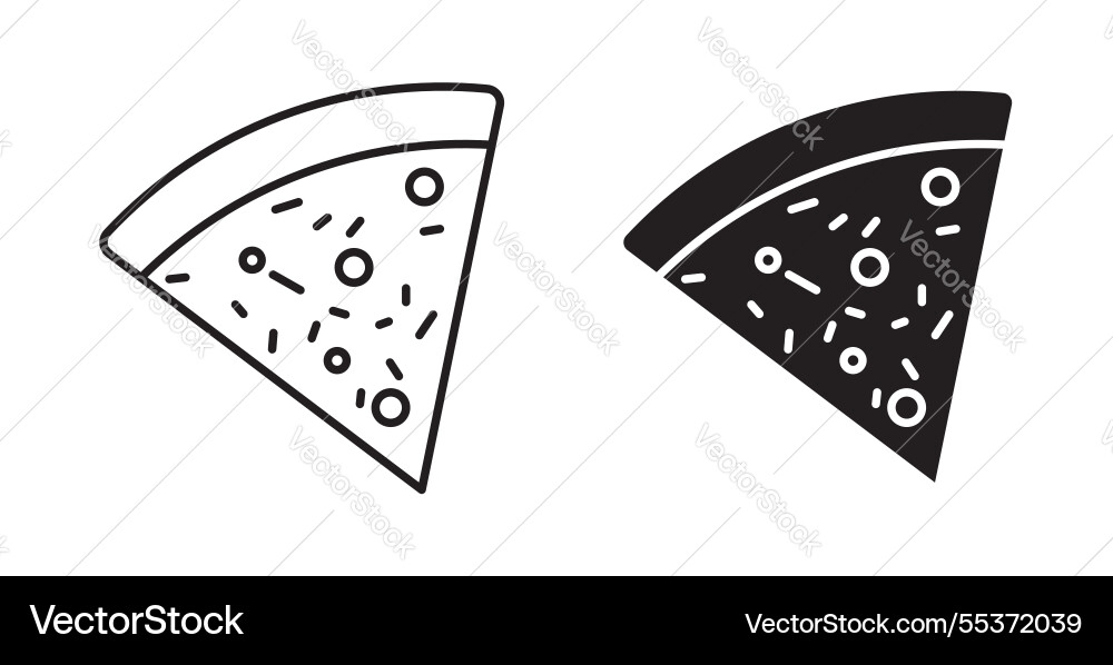 Pizza slice icon set in thin line for web Vector Image