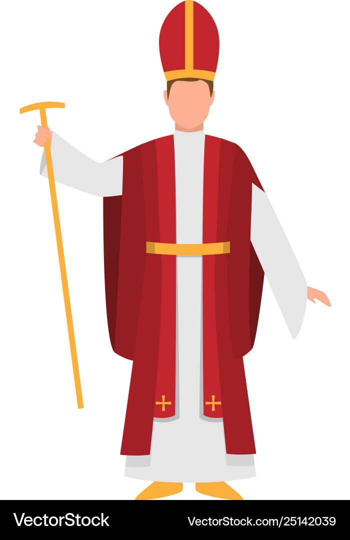Priest papal majordomo in red clothes with gold Priest papal majordomo in red clothes with gold vector image