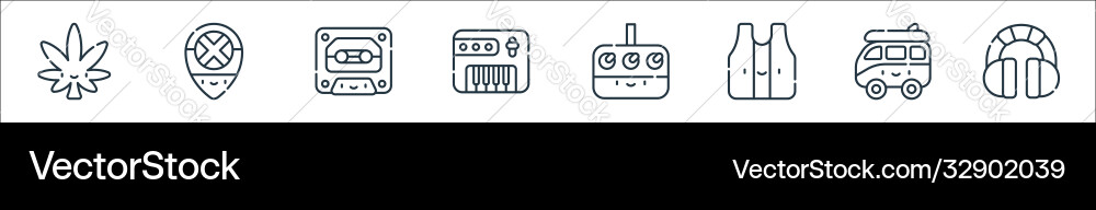Reggae line icons linear set quality Reggae line icons linear set quality vector image