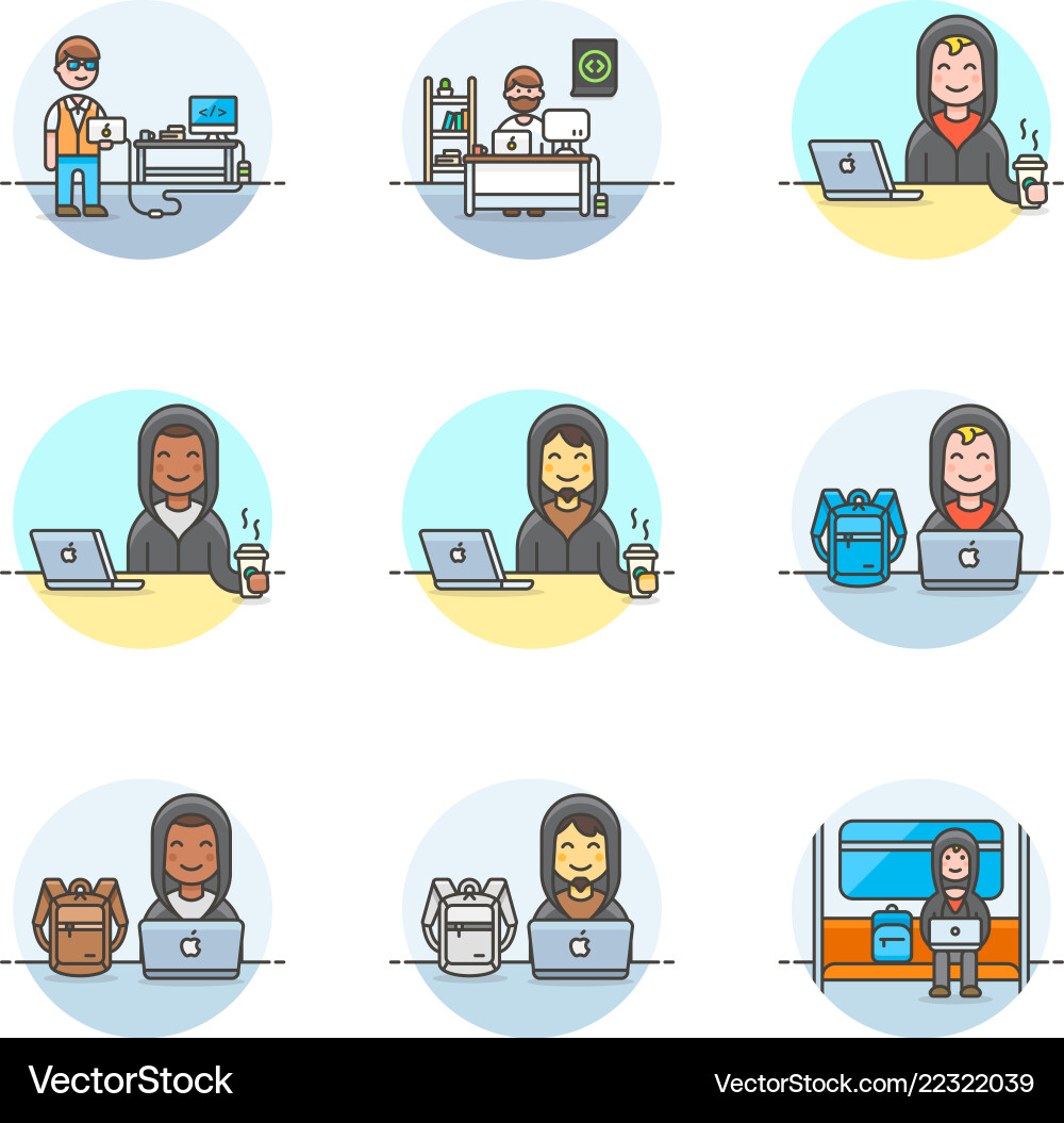 Set of multicolor computer programming icons vector image