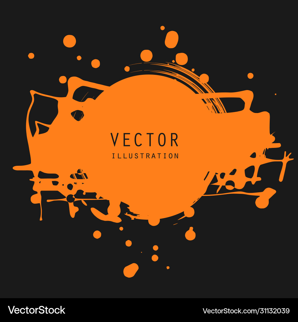 Splats splashes and blobs orange ink paint Splats splashes and blobs orange ink paint vector image
