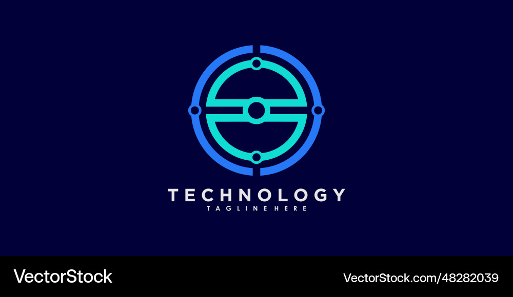 Technology logo design with gradient abstract Vector Image