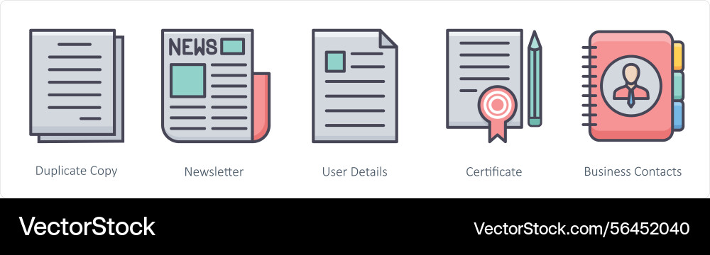 A set of 5 business icons as duplicate copy vector image