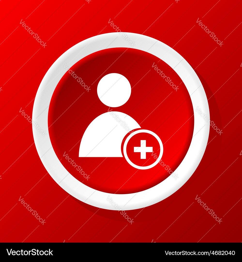Add user icon on red vector image