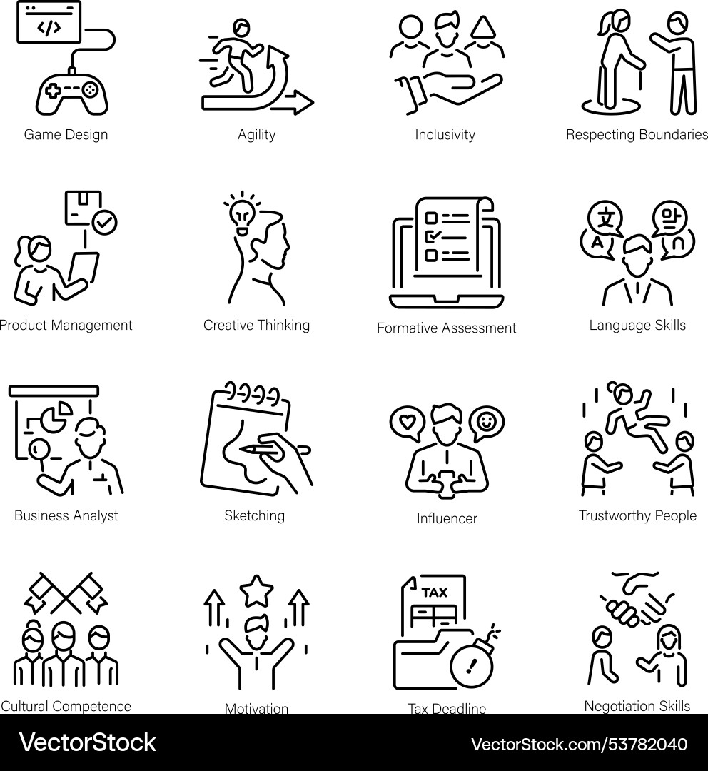 Bundle of linear style talent icons Bundle of linear style talent icons vector image