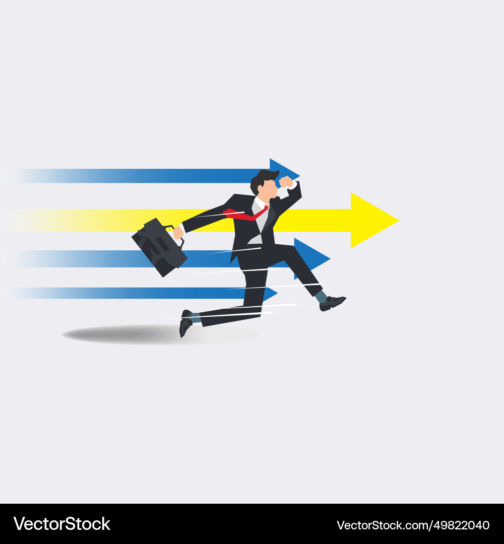 Businessman running with arrows forward direction Vector Image