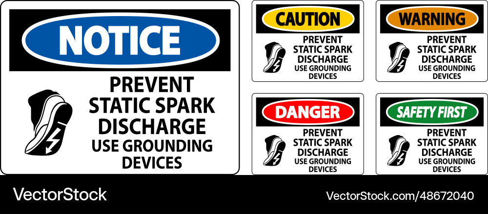 Caution sign prevent static spark discharge use Caution sign prevent static spark discharge use vector image