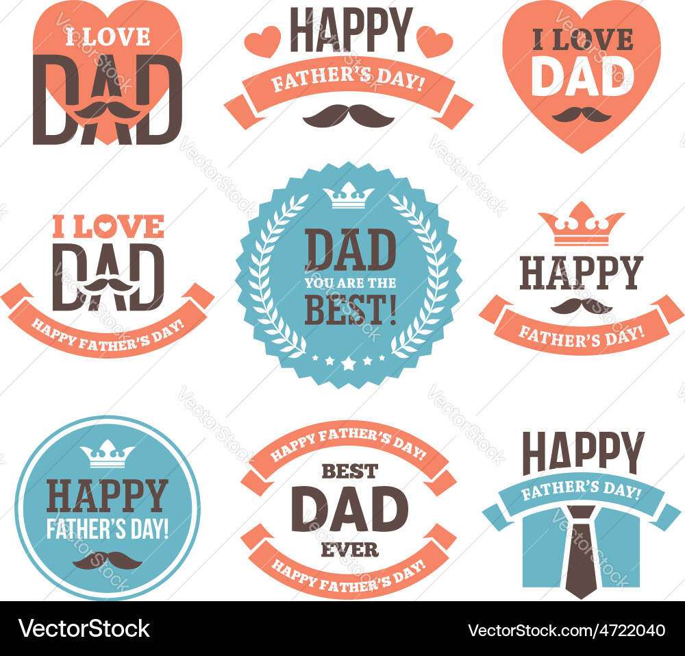 Colorful Father's Day Labels & Signs Vector Image
