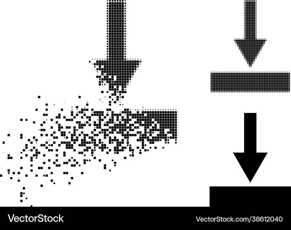 Dissolving and halftone pixelated move bottom icon Dissolving and halftone pixelated move bottom icon vector image