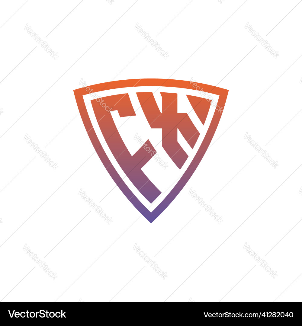 Fx logo shield monogram gradient style design Vector Image